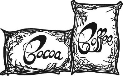 The original CSS logo: hand-drawn cocoa and coffee sacks